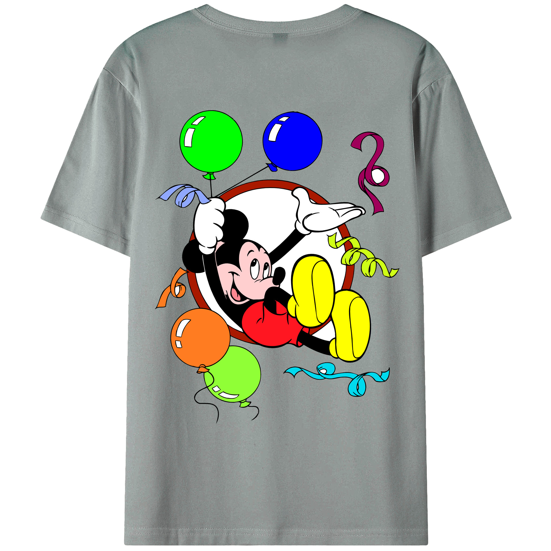 ミッキーマウス Mickey Mouse 綿100％ メンズ半袖Tシャツ（バックプリント） 通気性